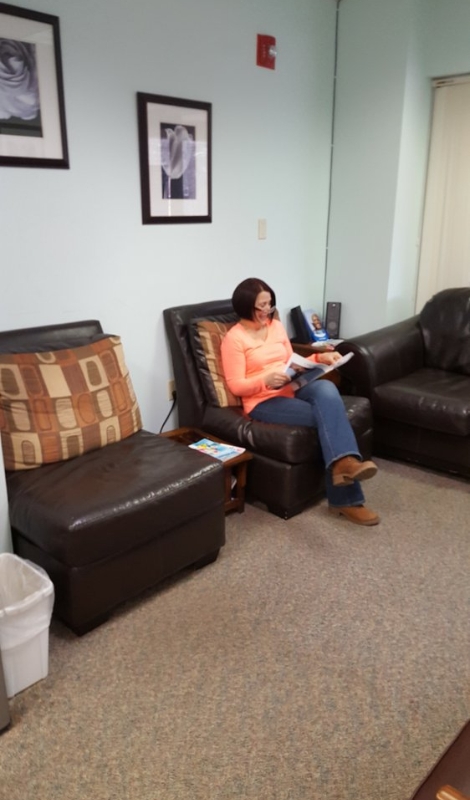 Dentistry patient in dental office waiting room