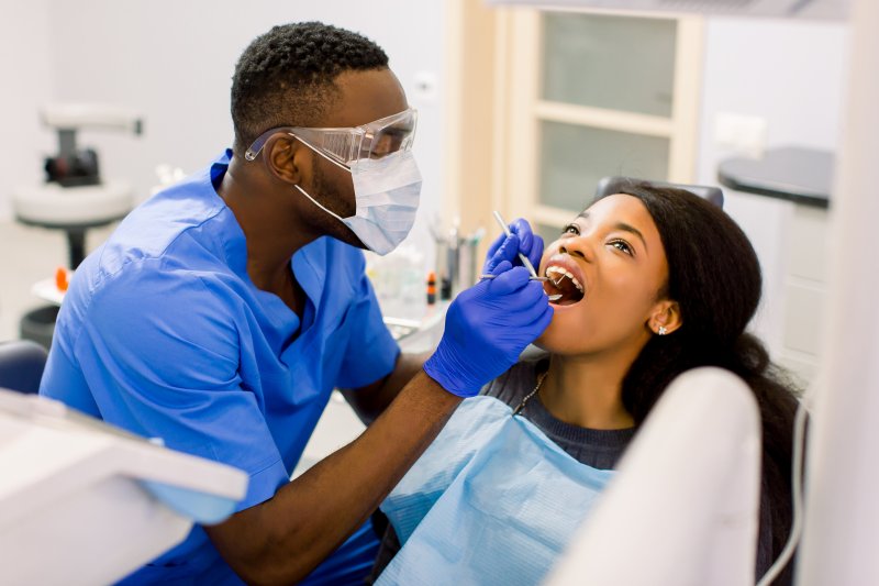 Patient being examined by a dentist